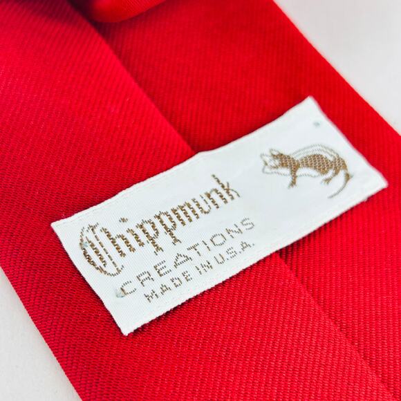 Vintage 60s/70s Chippmonk Creations Red Navy Hunting Dog Preppy Necktie - Picture 4 of 4